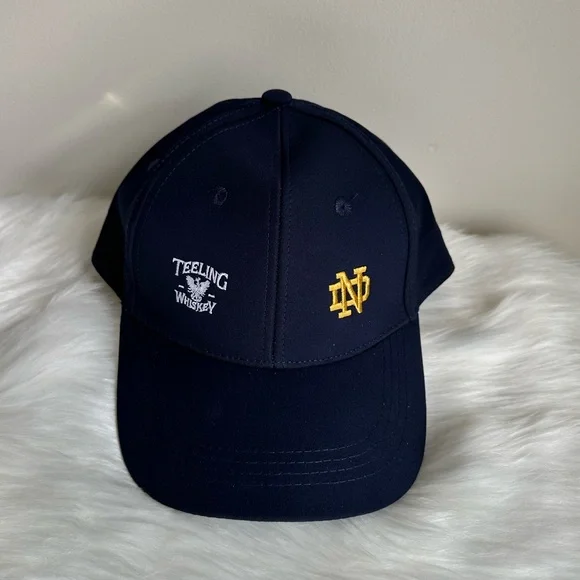 NEW Navy Blue and Gold Notre Dame and Teeling Whisky Embroidered Logo Cap - Picture 15 of 16
